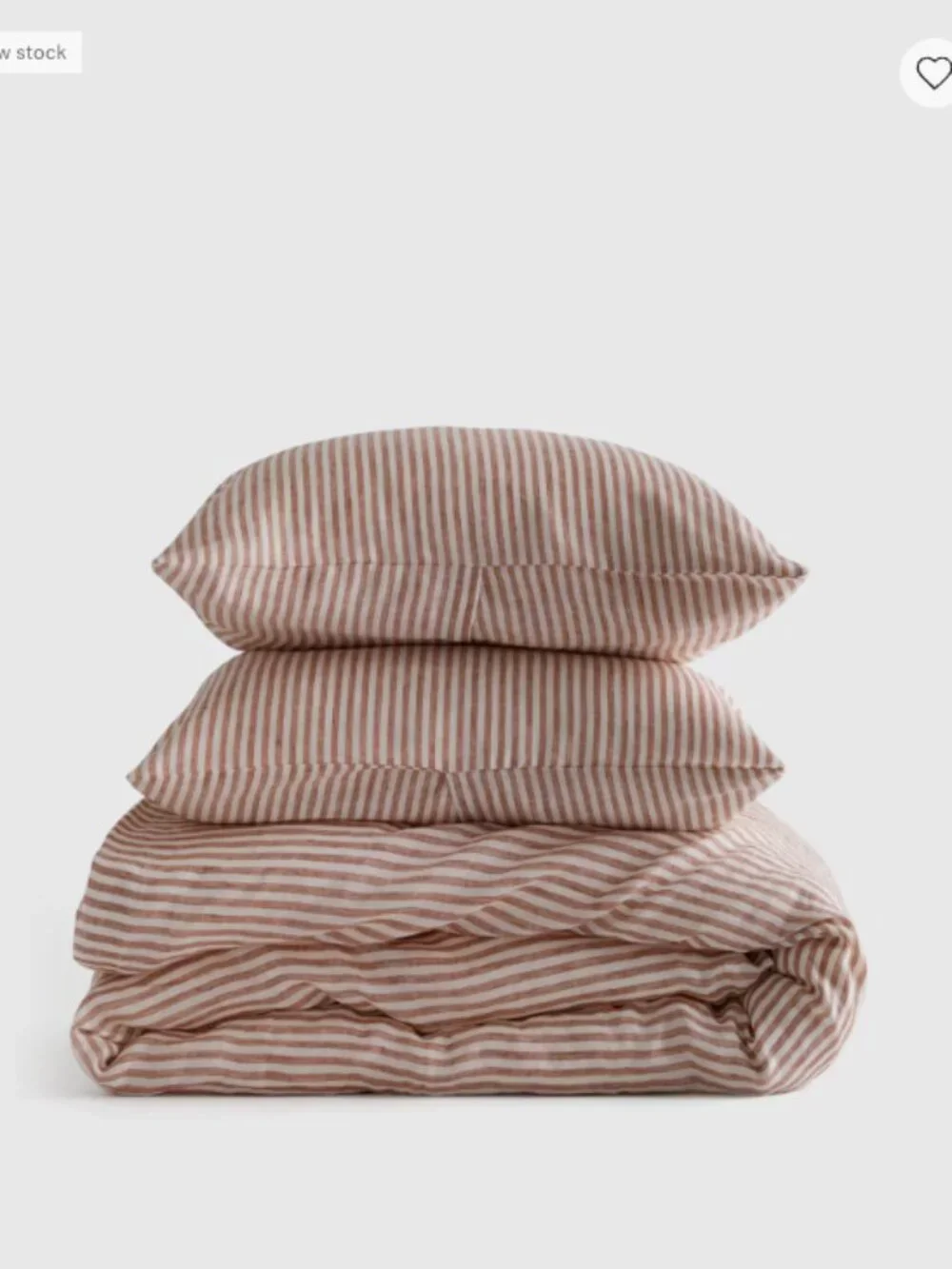 NWOT Quince European Linen Stripe Duvet Set Twin Terracotta White